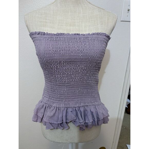 Karlie Linen Lilac Purple Tube Top Summer Bohemian Size Small Ramie Light - Picture 1 of 5